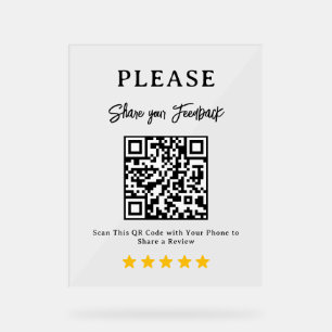 Bewertungs-QR-Code Geschäftsauslagenschild Acrylschild