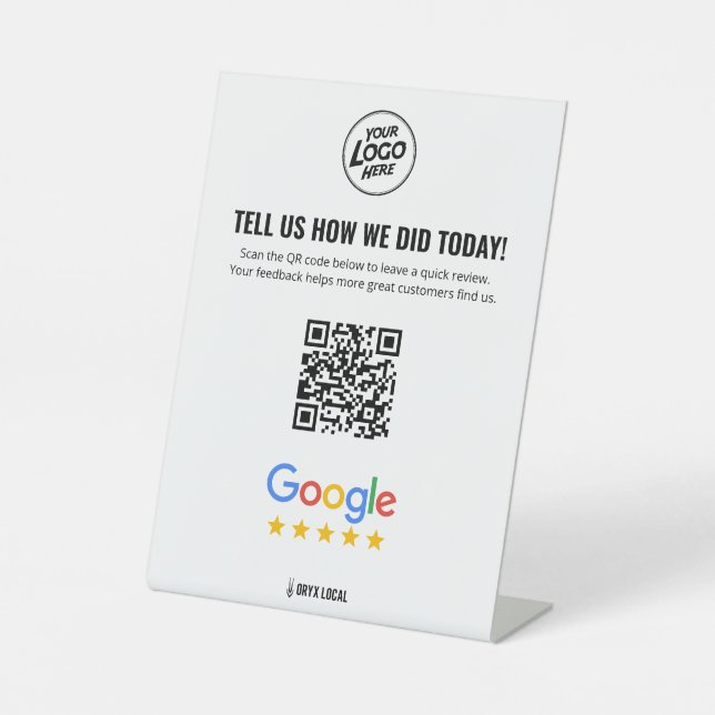 Bewertungs-QR-Code-Rating-Podest  Sockelschild (Vorderseite)