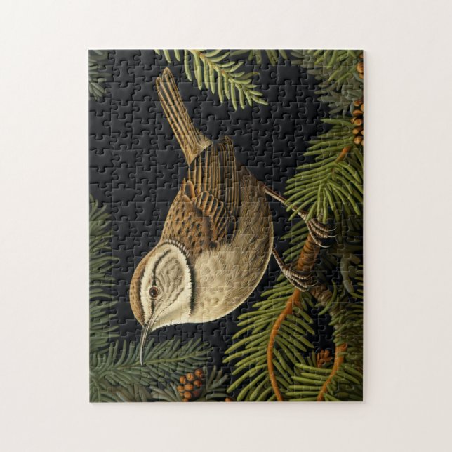 Bewick’s wren on fir branches puzzle (Vertikal)