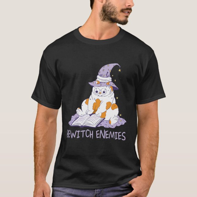 Bewitch Enemies  Magic Cat Witch Saying Witchcraft T-Shirt (Vorderseite)