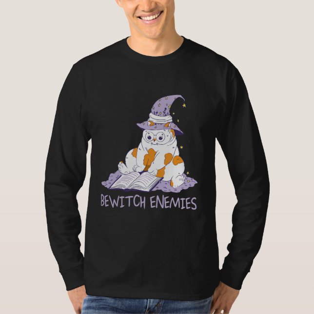 Bewitch Enemies  Magic Cat Witch Saying Witchcraft T-Shirt (Vorderseite)
