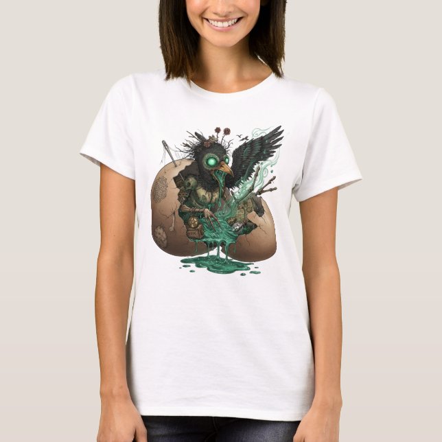 Bewitched Raven in Eggshell T-Shirt (Vorderseite)