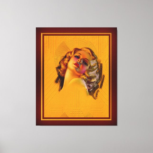 Bewitching Eyes Art Deco Porträt von Zoe Mozert Leinwanddruck (Vorderseite)