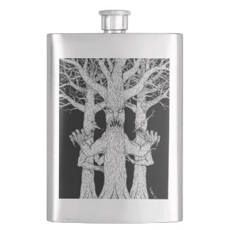 Bewohner des Teuflischen Waldes Weird Horror Art Flachmann