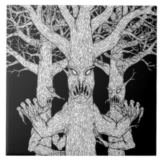 Bewohner des Teuflischen Waldes Weird Horror Art Fliese