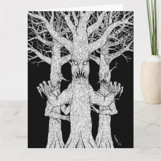 Bewohner des Teuflischen Waldes Weird Horror Art Karte
