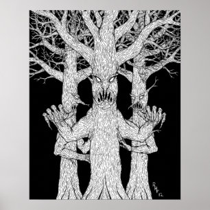 Bewohner des Teuflischen Waldes Weird Horror Art Poster