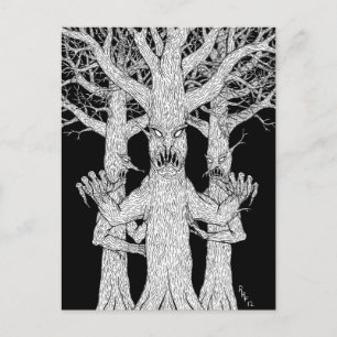 Bewohner des Teuflischen Waldes Weird Horror Art Postkarte