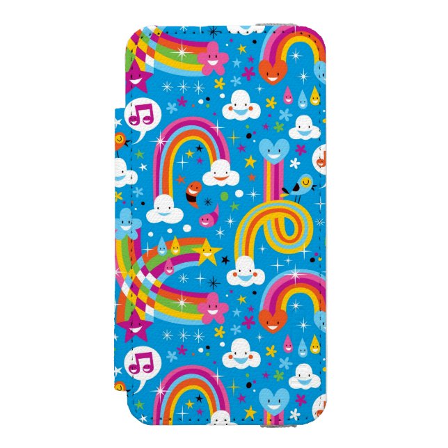 bewölkt Regenbogenregentropfen-Herzmuster Incipio iPhone Geldbeutel-Hülle (Folio Vorderseite)