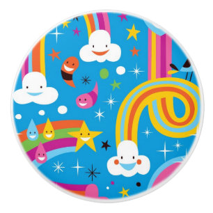 bewölkt Regenbogenregentropfen-Herzmuster Keramikknauf