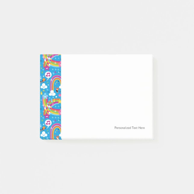 bewölkt Regenbogenregentropfen-Herzmuster Post-it Klebezettel (Vorderseite)