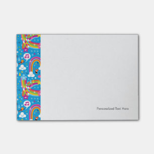 bewölkt Regenbogenregentropfen-Herzmuster Post-it Klebezettel