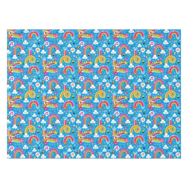 bewölkt Regenbogenregentropfen-Herzmuster Tischdecke (Vorderseite (Horizontal))