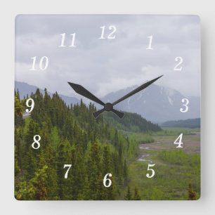 Bewölkte Denali-Wanduhr Quadratische Wanduhr
