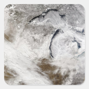 Bewölkte Straßen über den Lake Superior und den La Quadratischer Aufkleber