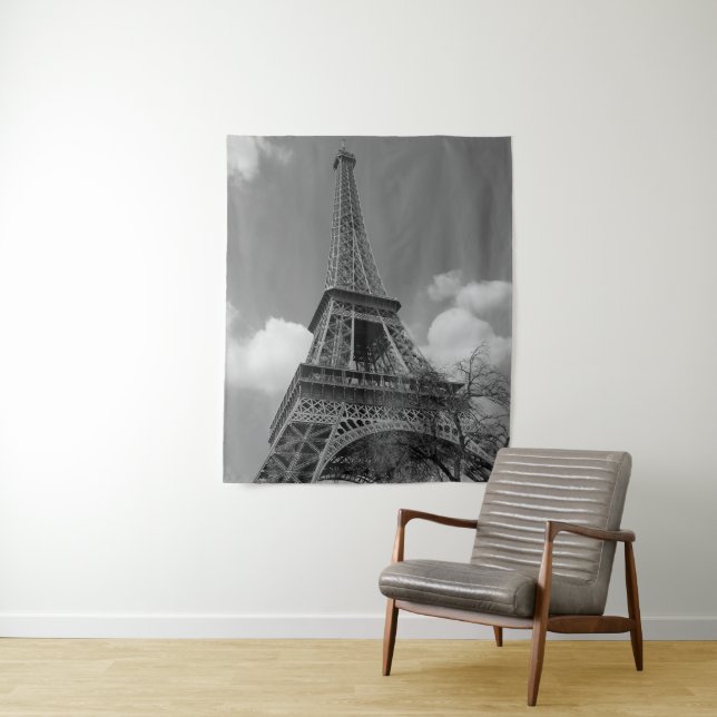 Bewölkter Eiffel in Schwarzweiss, 2015 Wandteppich (Beispiel)