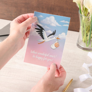 Bewölkter Himmel Storch Baby Shower Einlage