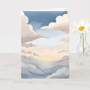 Bewölkter Himmel Wasserfarbe Himmel Blaue Wolken Karte