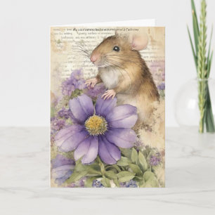 Bewundernswerte Vintage Collage Mouse im Wasserfar Feiertagskarte