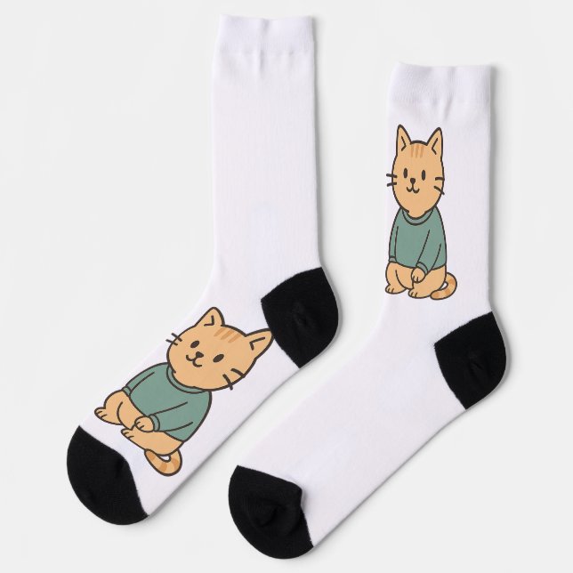Bewundernswerter Cartoon Cat Couple in gemütlicher Socken (Linkes Detail)