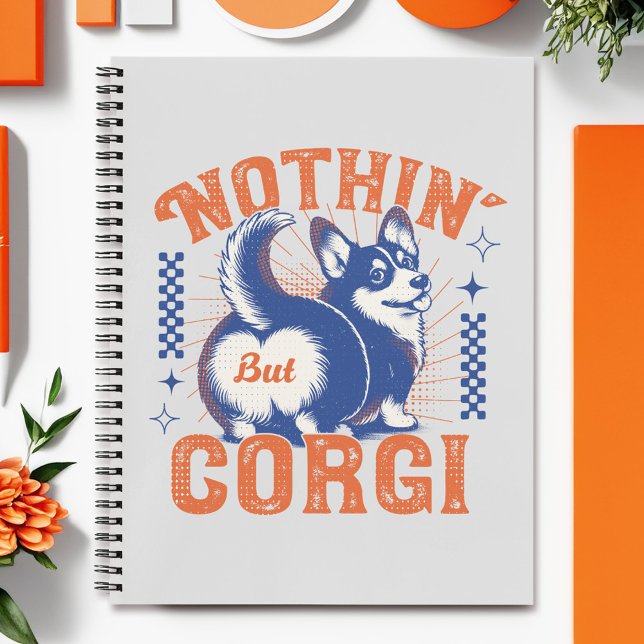 Bewundernswerter Corgi-Hintern mit "Nothing but Co Notizbuch (This design features a playful retro corgi graphic with its adorable butt as the main focal point!)