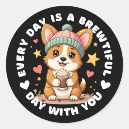 Bewundernswerter Corgi-Kaffee Lover Runder Aufkleber