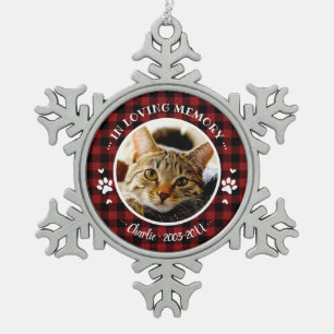 Bewundernswertes rustikales Cat Pet Memorial Custo Schneeflocken Zinn-Ornament