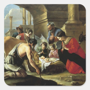 Bewunderung der Hirten aus dem 17. Jahrhundert Quadratischer Aufkleber