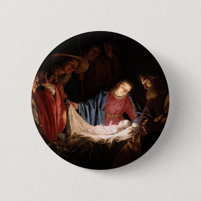 Bewunderung der Hirten durch Gerard van Honthorst Button (Vorderseite)