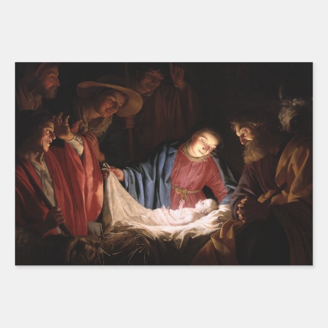Bewunderung der Hirten durch Gerard van Honthorst Geschenkpapier Set (Vorderseite)