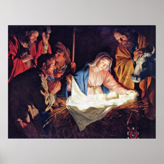 Bewunderung der Hirten durch Gerard van Honthorst Poster
