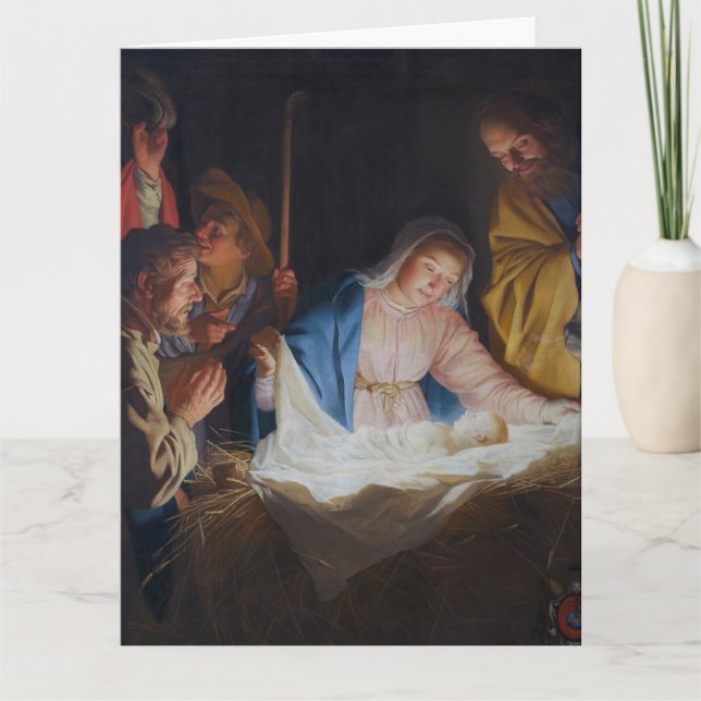 Bewunderung der Hirten - Honthorst - Weihnachten Karte (Vorderseite)