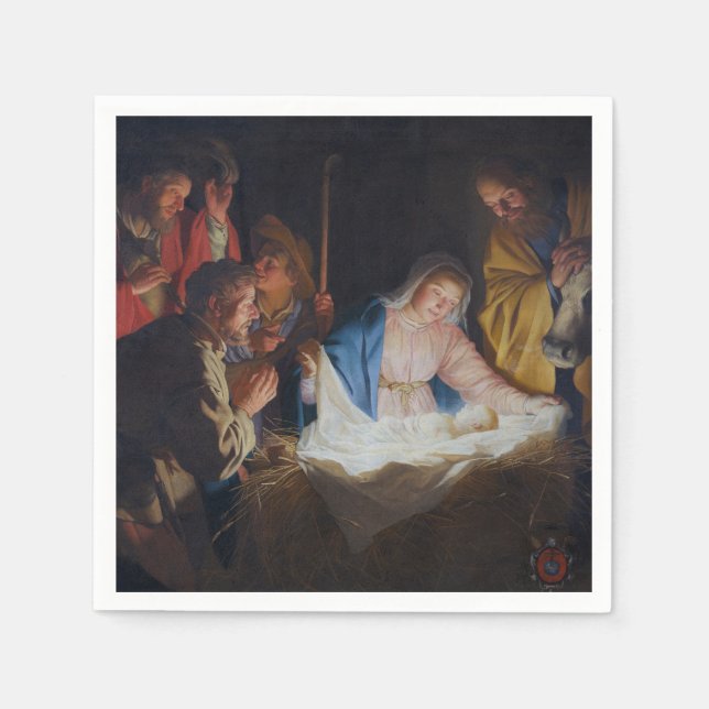 Bewunderung der Hirten - Honthorst - Weihnachten Serviette (Vorderseite)