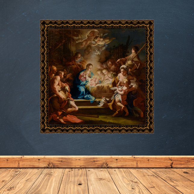 Bewunderung der Hirten Sebastiano Conca Weihnachte Poster (The Adoration of the Shepherds by Sebastiano Conca Vintage Religious Christian Christmas Poster)