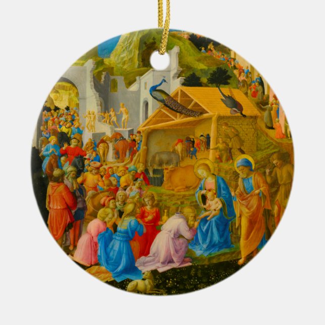 Bewunderung des Weihnachtsschmucks der Magi-Runde Keramik Ornament (Vorne)