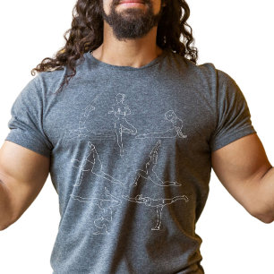 Bewusste Bewegungs Vintage-Linienkunst Yoga-Posen T-Shirt