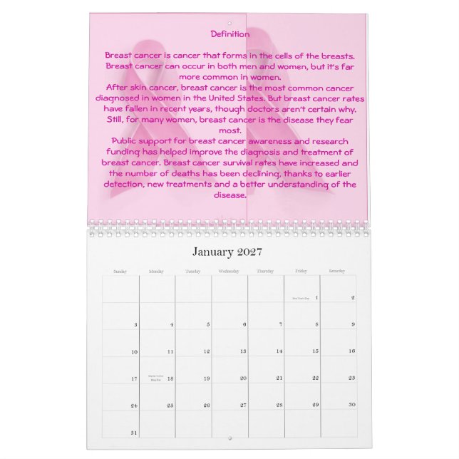 bewusste… symptons Brustkrebs b… für immer… Kalender (Jan 2027)