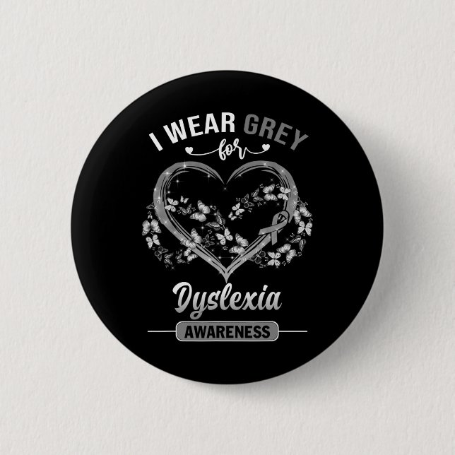 Bewusstsein, dass ich ein graues Schmetterlingsher Button (Vorderseite)