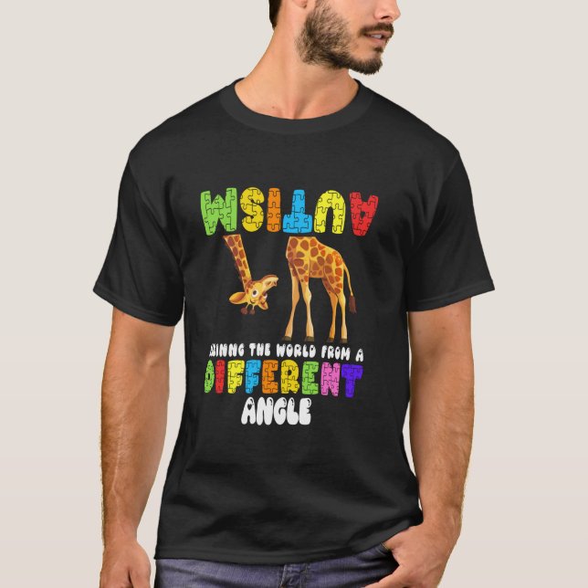 Bewusstsein für Autismus Die Giraffe World View Lo T-Shirt (Vorderseite)