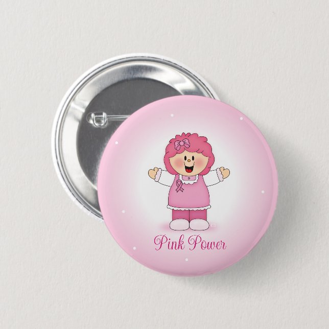 Bewusstsein für Brustkrebs durch JollyKins Button (Vorne & Hinten)