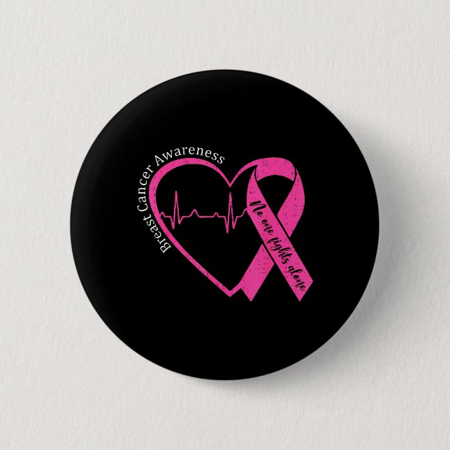 Bewusstsein für Brustkrebs Herz Pink Ribbon Unters Button (Vorderseite)