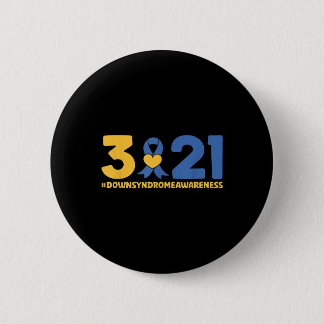Bewusstsein für das Blaue Gelbe Herz 21 World-Down Button (Vorderseite)