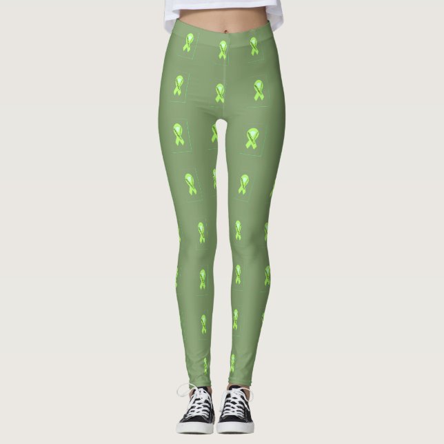 Bewusstsein für das Lymphom - Tribut an die grüne  Leggings (Vorderseite)