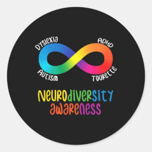 Bewusstsein für die Neurovielfalt Adhd Autismus Dy Runder Aufkleber