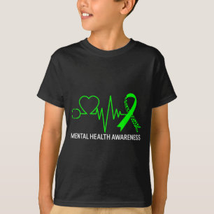 Bewusstsein für psychische Gesundheit grünes Band T-Shirt