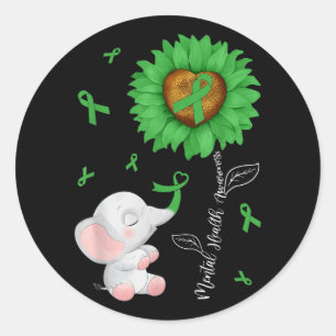 Bewusstsein für psychische Gesundheit Sonnenblumen Runder Aufkleber