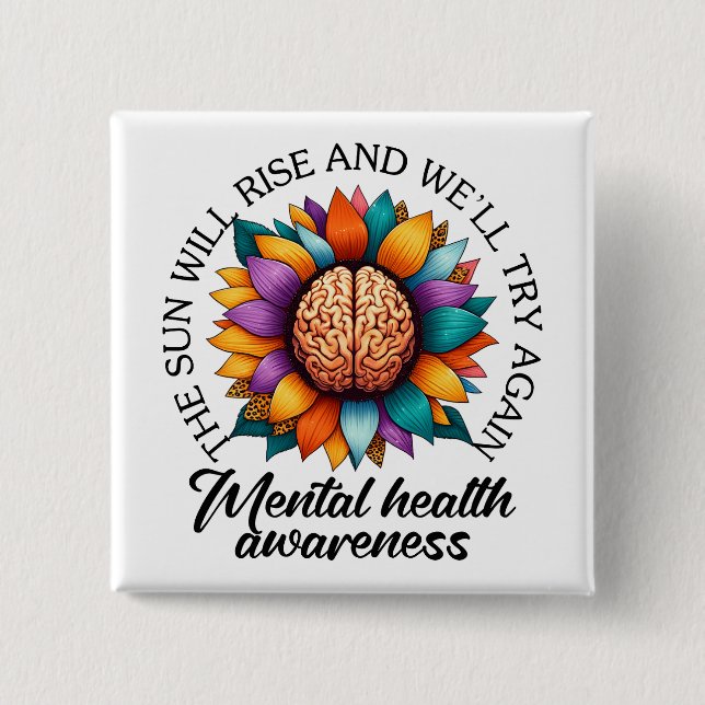 Bewusstsein für psychische Gesundheit/Unterstützun Button (Vorderseite)