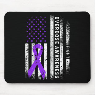 Bewusstsein für Überdosierung Lila Band USA-Flagge Mousepad