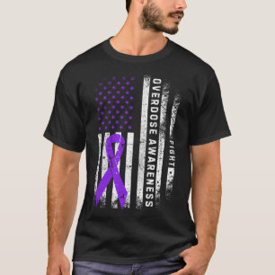 Bewusstsein für Überdosierung Lila Band USA-Flagge T-Shirt