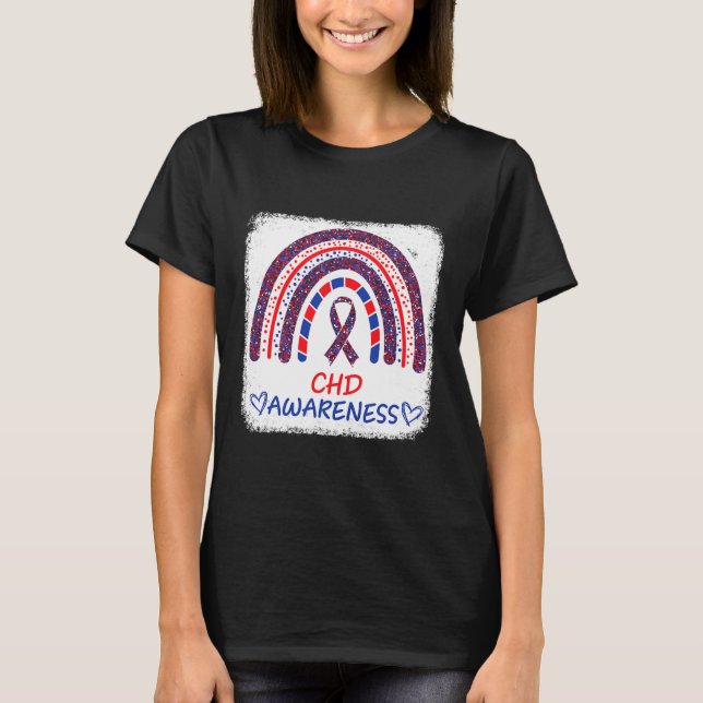 Bewusstsein Herzerkrankung Bleichte Rainbow Blue R T-Shirt (Vorderseite)